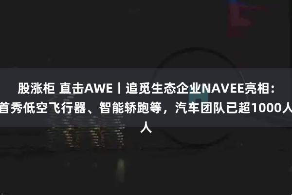 股涨柜 直击AWE丨追觅生态企业NAVEE亮相：首秀低空飞行器、智能轿跑等，汽车团队已超1000人